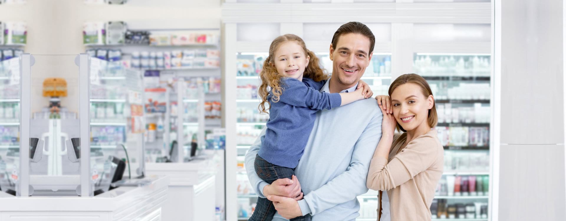 portrait of a family at the pharmacy